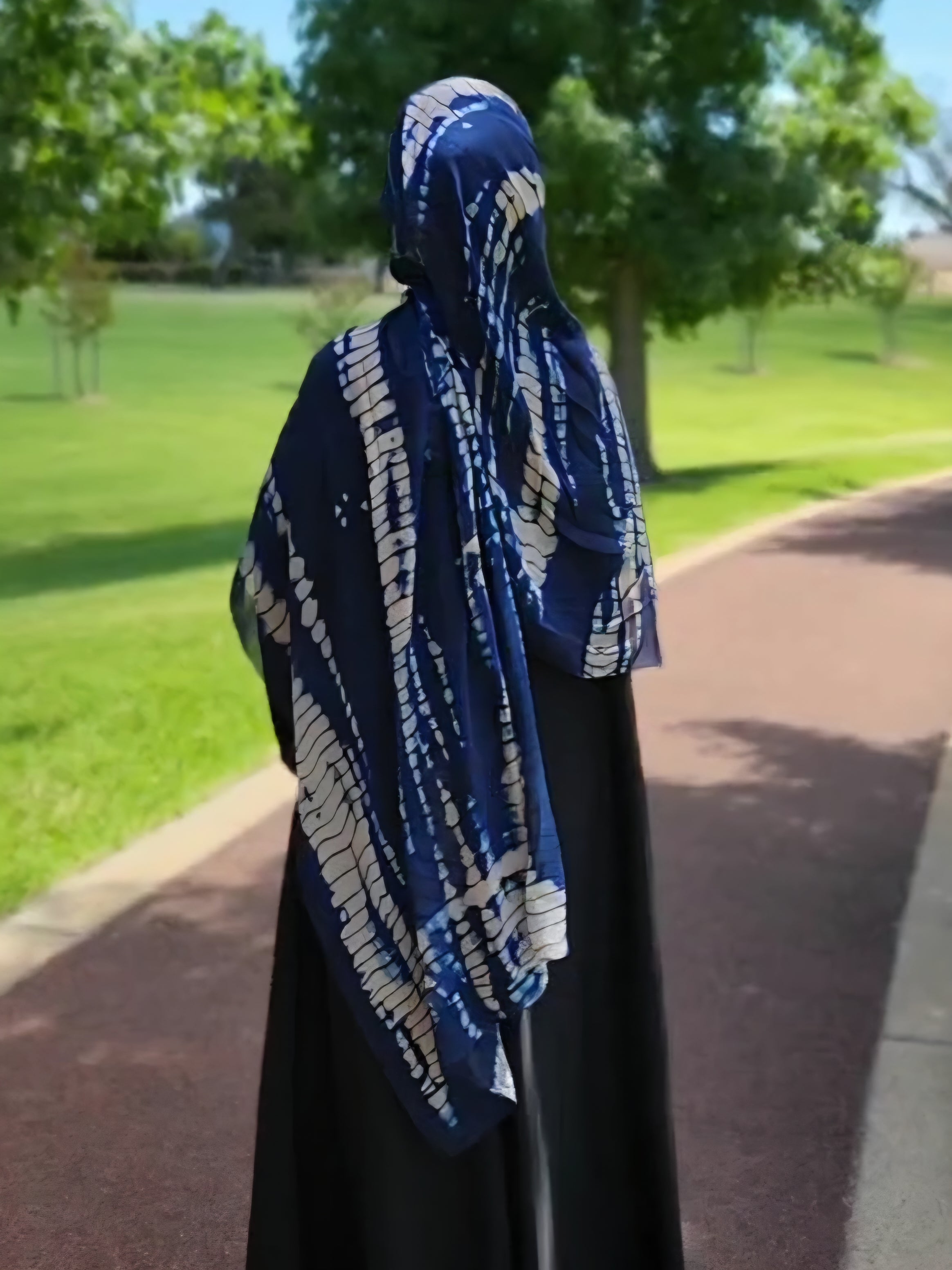 Printed Modal Hijab - Blue Ripple