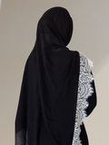 Lace Modal Hijab - white Lace Black