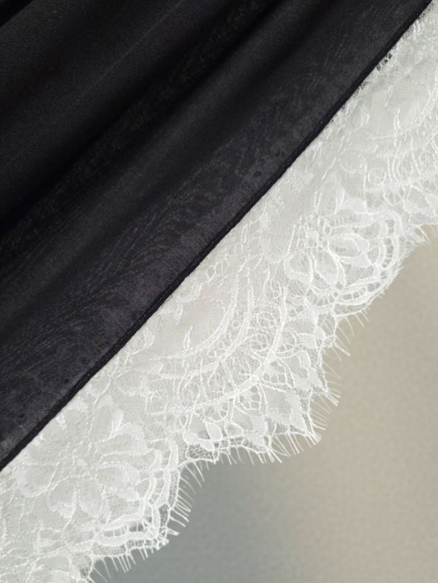 Lace Modal Hijab - white Lace Black