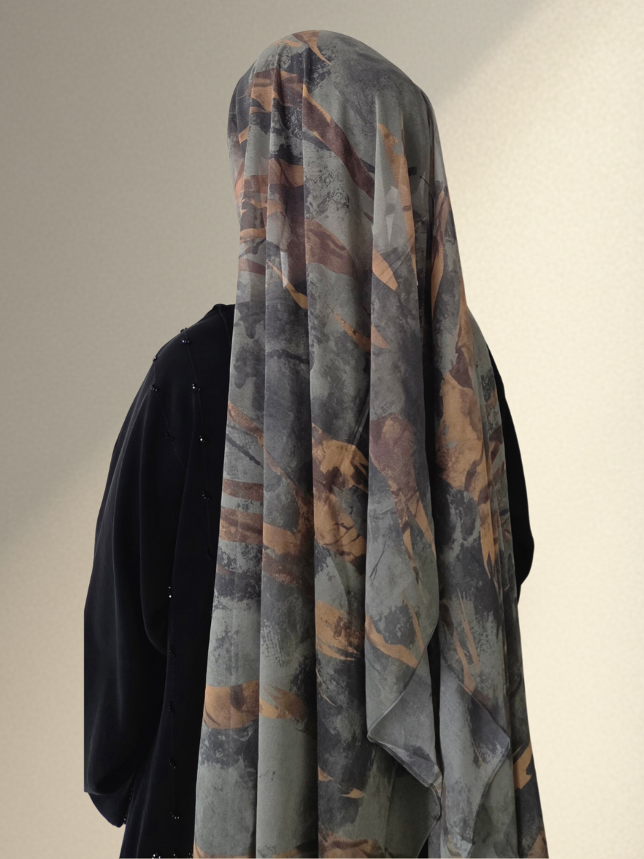 Printed Chiffon - Olive Green